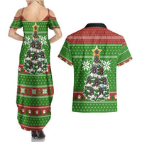 German Shepherd Pine Xmas Christmas Couples Matching Summer Maxi Dress and Hawaiian Shirt Xmas Holiday Patterns - Wonder Print Shop
