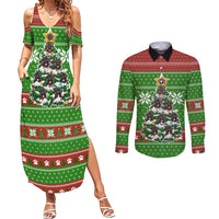 German Shepherd Pine Xmas Christmas Couples Matching Summer Maxi Dress and Long Sleeve Button Shirt Xmas Holiday Patterns - Wonder Print Shop