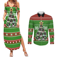 German Shepherd Pine Xmas Christmas Couples Matching Summer Maxi Dress and Long Sleeve Button Shirt Xmas Holiday Patterns - Wonder Print Shop
