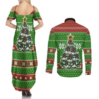 German Shepherd Pine Xmas Christmas Couples Matching Summer Maxi Dress and Long Sleeve Button Shirt Xmas Holiday Patterns - Wonder Print Shop