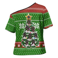 German Shepherd Pine Xmas Christmas Cross Shoulder Shirt Xmas Holiday Patterns - Wonder Print Shop