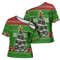 German Shepherd Pine Xmas Christmas Cross Shoulder Shirt Xmas Holiday Patterns - Wonder Print Shop