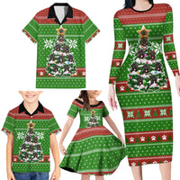 German Shepherd Pine Xmas Christmas Family Matching Long Sleeve Bodycon Dress and Hawaiian Shirt Xmas Holiday Patterns - Wonder Print Shop