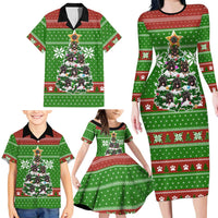 German Shepherd Pine Xmas Christmas Family Matching Long Sleeve Bodycon Dress and Hawaiian Shirt Xmas Holiday Patterns - Wonder Print Shop