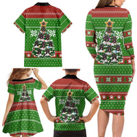 German Shepherd Pine Xmas Christmas Family Matching Long Sleeve Bodycon Dress and Hawaiian Shirt Xmas Holiday Patterns - Wonder Print Shop