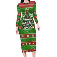German Shepherd Pine Xmas Christmas Family Matching Long Sleeve Bodycon Dress and Hawaiian Shirt Xmas Holiday Patterns - Wonder Print Shop