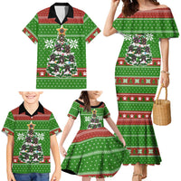 German Shepherd Pine Xmas Christmas Family Matching Mermaid Dress and Hawaiian Shirt Xmas Holiday Patterns - Wonder Print Shop