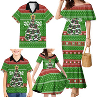 German Shepherd Pine Xmas Christmas Family Matching Mermaid Dress and Hawaiian Shirt Xmas Holiday Patterns - Wonder Print Shop