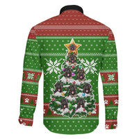 German Shepherd Pine Xmas Christmas Family Matching Off The Shoulder Long Sleeve Dress and Hawaiian Shirt Xmas Holiday Patterns - Wonder Print Shop