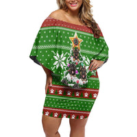 German Shepherd Pine Xmas Christmas Family Matching Off Shoulder Short Dress and Hawaiian Shirt Xmas Holiday Patterns - Wonder Print Shop