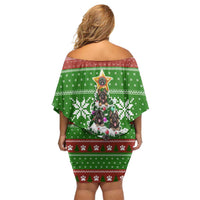German Shepherd Pine Xmas Christmas Family Matching Off Shoulder Short Dress and Hawaiian Shirt Xmas Holiday Patterns - Wonder Print Shop