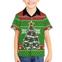 German Shepherd Pine Xmas Christmas Family Matching Off Shoulder Short Dress and Hawaiian Shirt Xmas Holiday Patterns - Wonder Print Shop
