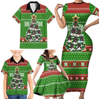 German Shepherd Pine Xmas Christmas Family Matching Short Sleeve Bodycon Dress and Hawaiian Shirt Xmas Holiday Patterns - Wonder Print Shop