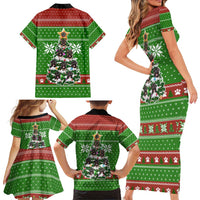 German Shepherd Pine Xmas Christmas Family Matching Short Sleeve Bodycon Dress and Hawaiian Shirt Xmas Holiday Patterns - Wonder Print Shop