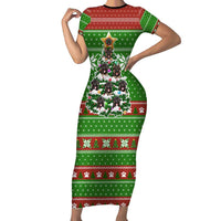 German Shepherd Pine Xmas Christmas Family Matching Short Sleeve Bodycon Dress and Hawaiian Shirt Xmas Holiday Patterns - Wonder Print Shop