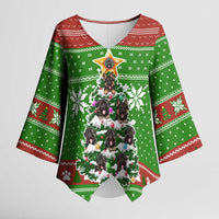 German Shepherd Pine Xmas Christmas Kimono Sleeve Blouse Xmas Holiday Patterns - Wonder Print Shop