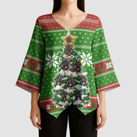 German Shepherd Pine Xmas Christmas Kimono Sleeve Blouse Xmas Holiday Patterns - Wonder Print Shop