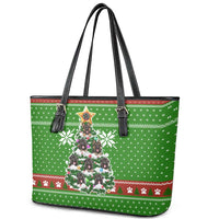 German Shepherd Pine Xmas Christmas Leather Tote Bag Xmas Holiday Patterns - Wonder Print Shop
