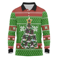 German Shepherd Pine Xmas Christmas Long Sleeve Polo Shirt Xmas Holiday Patterns - Wonder Print Shop