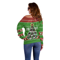 German Shepherd Pine Xmas Christmas Off Shoulder Sweater Xmas Holiday Patterns - Wonder Print Shop