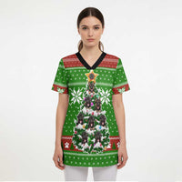 German Shepherd Pine Xmas Christmas Scrub Top Xmas Holiday Patterns - Wonder Print Shop