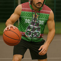 German Shepherd Pine Xmas Christmas Sleeveless Zip Hoodie Xmas Holiday Patterns - Wonder Print Shop