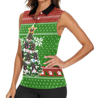 German Shepherd Pine Xmas Christmas Women Sleeveless Polo Shirt Xmas Holiday Patterns - Wonder Print Shop