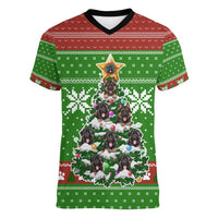 German Shepherd Pine Xmas Christmas Women V-Neck T-Shirt Xmas Holiday Patterns - Wonder Print Shop