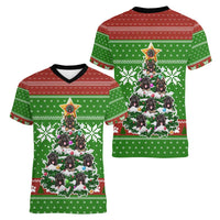 German Shepherd Pine Xmas Christmas Women V-Neck T-Shirt Xmas Holiday Patterns - Wonder Print Shop