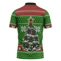 German Shepherd Pine Xmas Christmas Zipper Polo Shirt Xmas Holiday Patterns - Wonder Print Shop