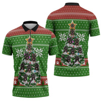 German Shepherd Pine Xmas Christmas Zipper Polo Shirt Xmas Holiday Patterns - Wonder Print Shop
