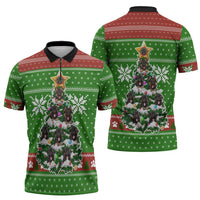 German Shepherd Pine Xmas Christmas Zipper Polo Shirt Xmas Holiday Patterns - Wonder Print Shop