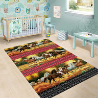 Horse Native American Pattern Christmas Christmas Area Rug Xmas Holiday Patterns - Wonder Print Shop