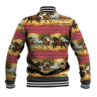 Horse Native American Pattern Christmas Christmas Baseball Jacket Xmas Holiday Patterns - Wonder Print Shop