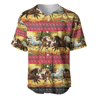 Horse Native American Pattern Christmas Christmas Baseball Jersey Xmas Holiday Patterns - Wonder Print Shop