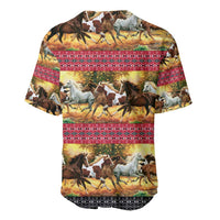 Horse Native American Pattern Christmas Christmas Baseball Jersey Xmas Holiday Patterns - Wonder Print Shop