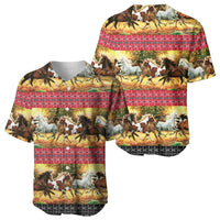 Horse Native American Pattern Christmas Christmas Baseball Jersey Xmas Holiday Patterns - Wonder Print Shop