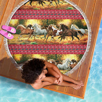 Horse Native American Pattern Christmas Christmas Beach Blanket Xmas Holiday Patterns - Wonder Print Shop