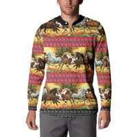 Horse Native American Pattern Christmas Christmas Button Sweatshirt Xmas Holiday Patterns - Wonder Print Shop
