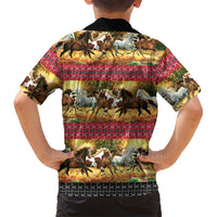 Horse Native American Pattern Christmas Christmas Family Matching Long Sleeve Bodycon Dress and Hawaiian Shirt Xmas Holiday Patterns - Wonder Print Shop