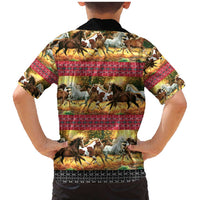 Horse Native American Pattern Christmas Christmas Family Matching Mermaid Dress and Hawaiian Shirt Xmas Holiday Patterns - Wonder Print Shop