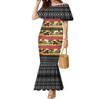 Horse Native American Pattern Christmas Christmas Family Matching Mermaid Dress and Hawaiian Shirt Xmas Holiday Patterns - Wonder Print Shop