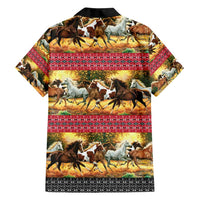 Horse Native American Pattern Christmas Christmas Family Matching Off Shoulder Maxi Dress and Hawaiian Shirt Xmas Holiday Patterns - Wonder Print Shop