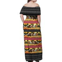 Horse Native American Pattern Christmas Christmas Family Matching Off Shoulder Maxi Dress and Hawaiian Shirt Xmas Holiday Patterns - Wonder Print Shop