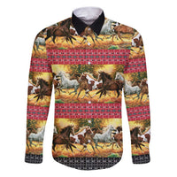 Horse Native American Pattern Christmas Christmas Family Matching Puletasi and Hawaiian Shirt Xmas Holiday Patterns - Wonder Print Shop
