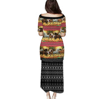 Horse Native American Pattern Christmas Christmas Family Matching Puletasi and Hawaiian Shirt Xmas Holiday Patterns - Wonder Print Shop
