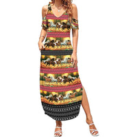 Horse Native American Pattern Christmas Christmas Family Matching Summer Maxi Dress and Hawaiian Shirt Xmas Holiday Patterns - Wonder Print Shop