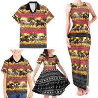 Horse Native American Pattern Christmas Christmas Family Matching Tank Maxi Dress and Hawaiian Shirt Xmas Holiday Patterns - Wonder Print Shop
