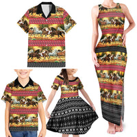 Horse Native American Pattern Christmas Christmas Family Matching Tank Maxi Dress and Hawaiian Shirt Xmas Holiday Patterns - Wonder Print Shop