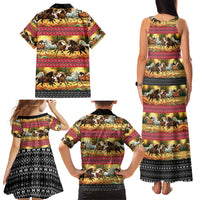 Horse Native American Pattern Christmas Christmas Family Matching Tank Maxi Dress and Hawaiian Shirt Xmas Holiday Patterns - Wonder Print Shop